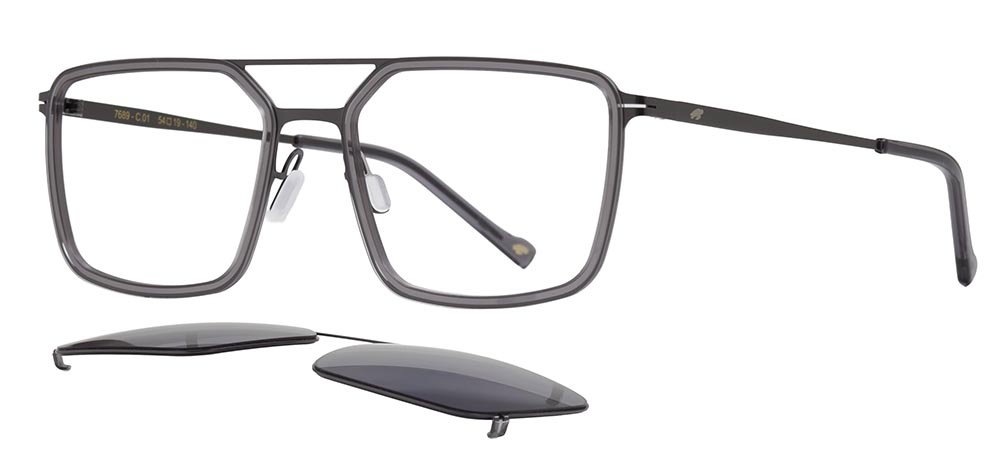CARETTA CRTTA 7689-C1 Clipon,Optik Genç Erkek Köşeli Çerçeveli Titanyum - 2