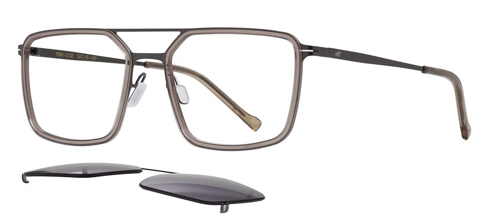 CARETTA CRTTA 7689-C2 Clipon,Optik Genç Erkek Köşeli Çerçeveli Titanyum - 2