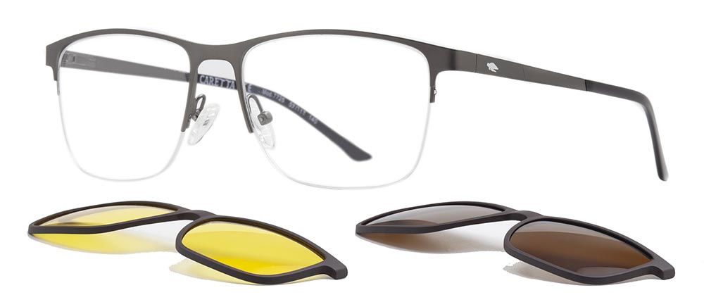 CARETTA CRTTA 7725-C.02 Clipon, Optik Genç Erkek Köşeli Yarım Çerçeveli Metal - 2