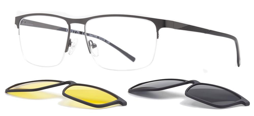 CARETTA CRTTA 7726-C.02 Clipon, Optik Genç,Yetişkin Erkek Köşeli Yarım Çerçeveli Metal - 2