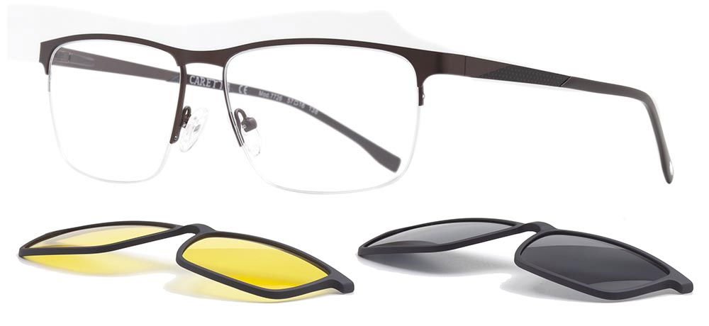 CARETTA CRTTA 7726-C.05 Clipon, Optik Genç,Yetişkin Erkek Köşeli Yarım Çerçeveli Metal - 2