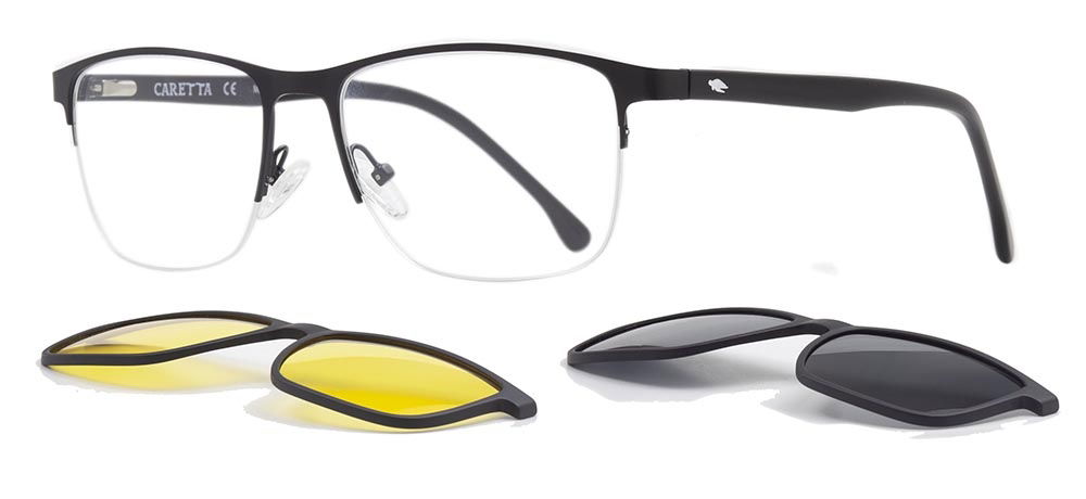 CARETTA CRTTA 7727-C.01 Clipon,Optik Genç Erkek Köşeli Yarım Çerçeveli Metal - 2