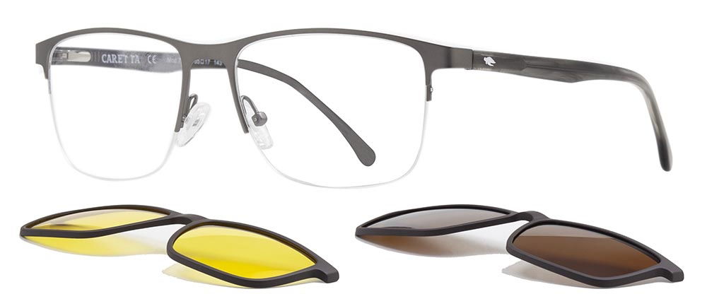 CARETTA CRTTA 7727-C.02 Clipon,Optik Genç Erkek Köşeli Yarım Çerçeveli Metal - 2