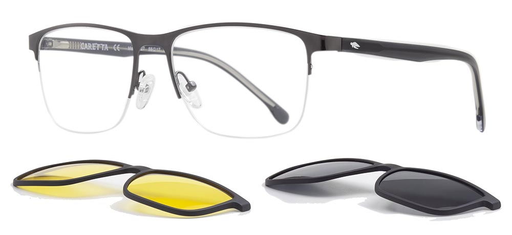 CARETTA CRTTA 7727-C.03 Clipon,Optik Genç Erkek Köşeli Yarım Çerçeveli Metal - 2