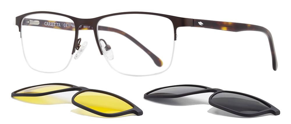 CARETTA CRTTA 7727-C.05 Clipon, Optik Genç Erkek Köşeli Yarım Çerçeveli Metal - 2