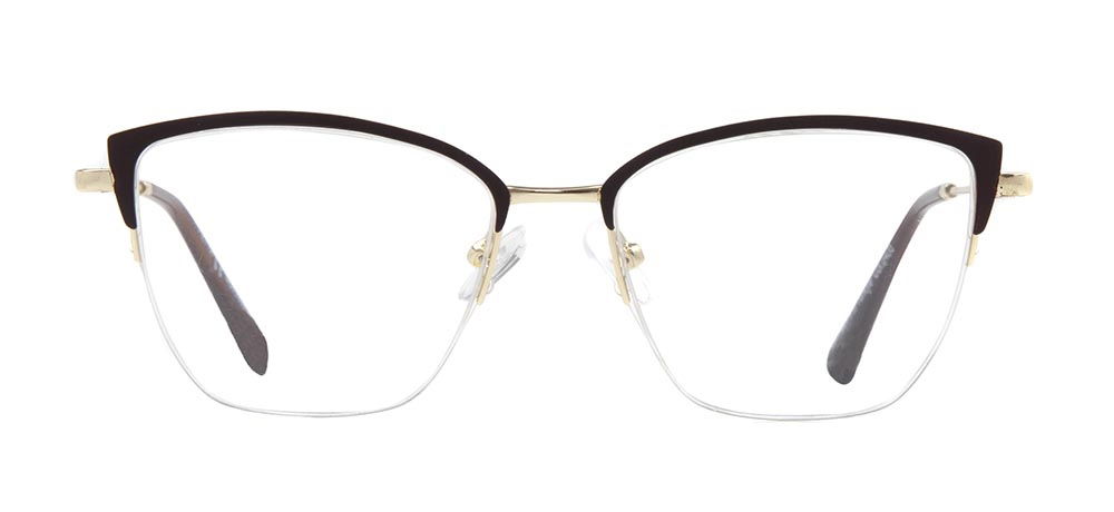 CARETTA CRTTA 7876-C.0406 Optik Genç Kadın Geometrik Yarım Çerçeveli Metal - 1