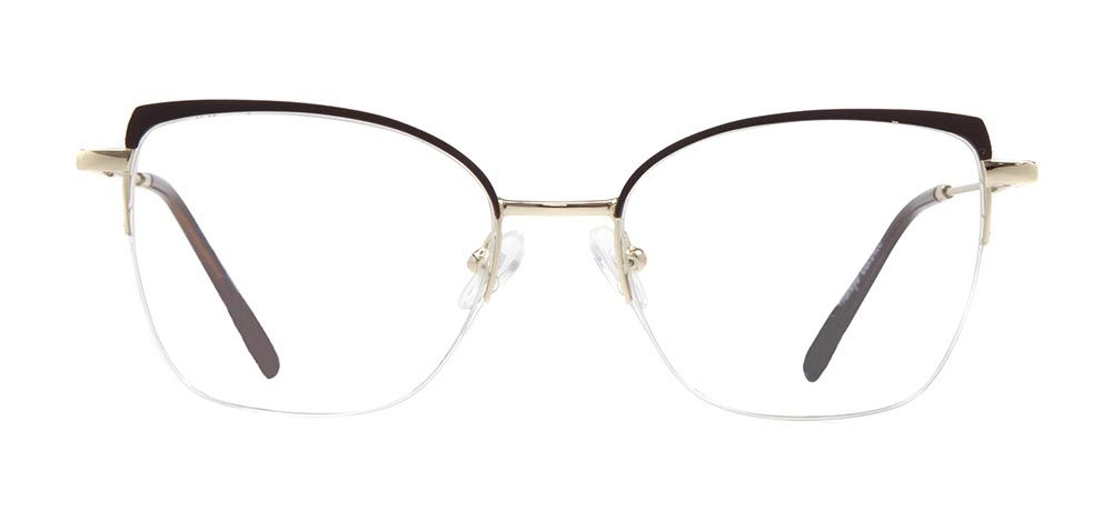 CARETTA CRTTA 7877-C.0403 Optik Genç Kadın Geometrik Yarım Çerçeveli Metal - 1