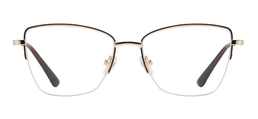 CARETTA CRTTA 7879-C.0403 Optik Genç Kadın Köşeli Yarım Çerçeveli Metal - 1