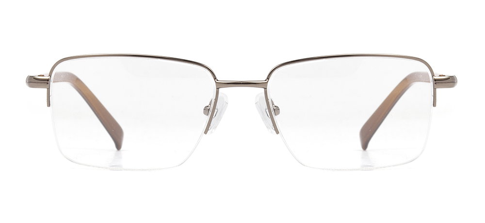 CARETTA CRTTA MTL 7553-C.01 Optik Genç,Yetişkin Erkek Köşeli Yarım Çerçeveli Metal - 1