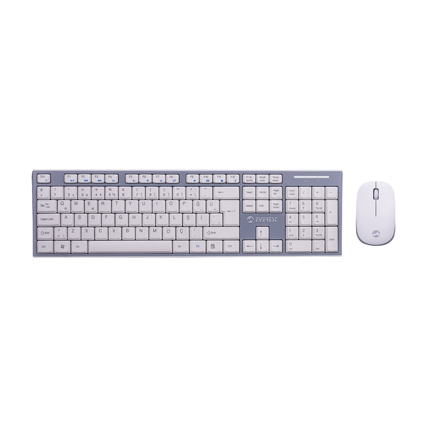 Everest KM-6063 Beyaz/Gri Kablosuz Q Multimedia Klavye + Mouse Set - 1