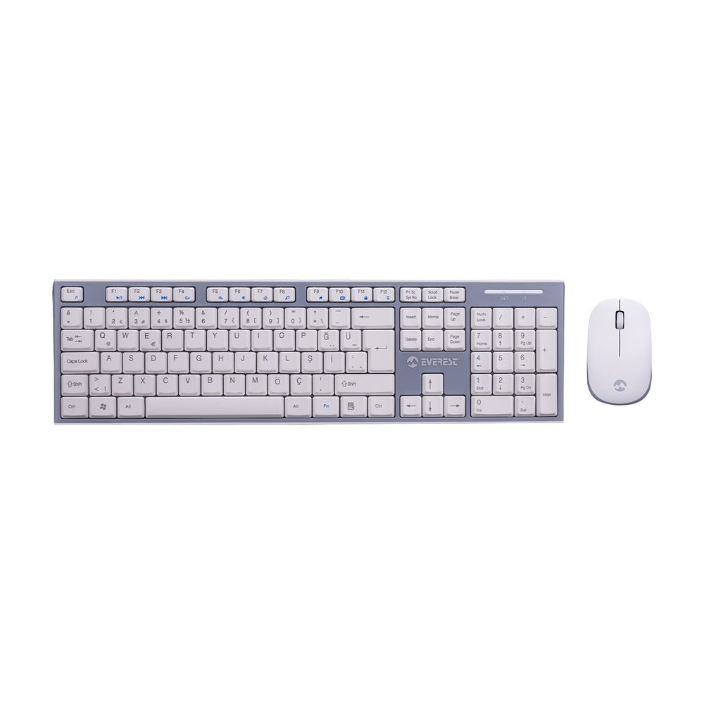 Everest KM-6063 Beyaz/Gri Kablosuz Q Multimedia Klavye + Mouse Set - 1