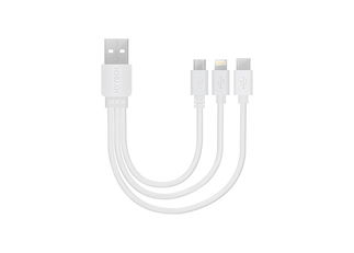 Hytech HY-X116 3İN1 20cm 3A Type-C+ Lightning + MİCRO Beyaz Şarj Kablosu - Hytech