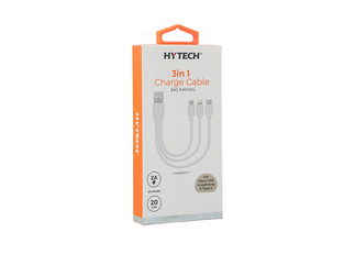Hytech HY-X116 3İN1 20cm 3A Type-C+ Lightning + MİCRO Beyaz Şarj Kablosu - Hytech (1)