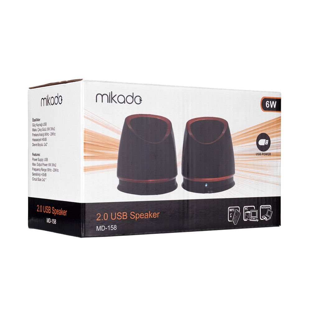 Mikado MD-158 2.0 Siyah/Kırmızı USB Speaker Hoparlör - 4