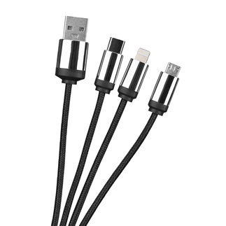 S-link SL-CP100 20cm 2A MicroUSB+Lightning+TypeC 3 in 1 LED Logolu Şarj Kablosu - S-link (1)