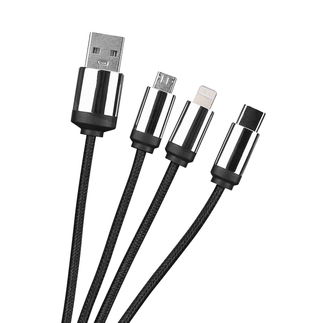 S-link SL-CP110 20cm 2A MicroUSB+Lightning+TypeC 3 in 1 LED Logolu Şarj Kablosu - S-link (1)