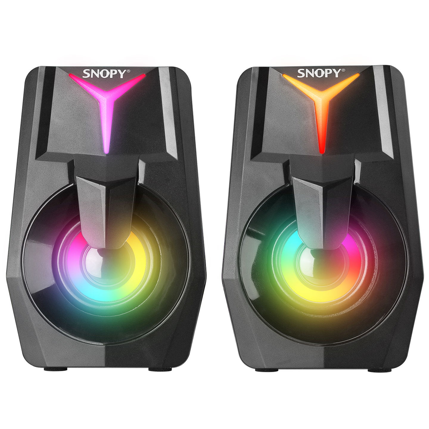 Snopy SN-X22 STYLE 2.0 Multimedia Led Işıklı 3W*2 Siyah USB Gaming Speaker Hoparlör - 2